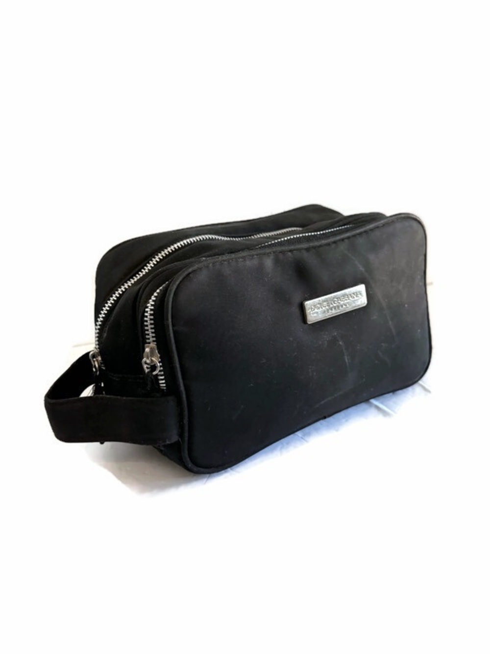 Dolce & Gabbana Black Men's Double-Compartment Toiletry Bag